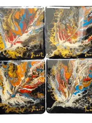 izartshop handgemaakte onderzetter acryl pouring en resin