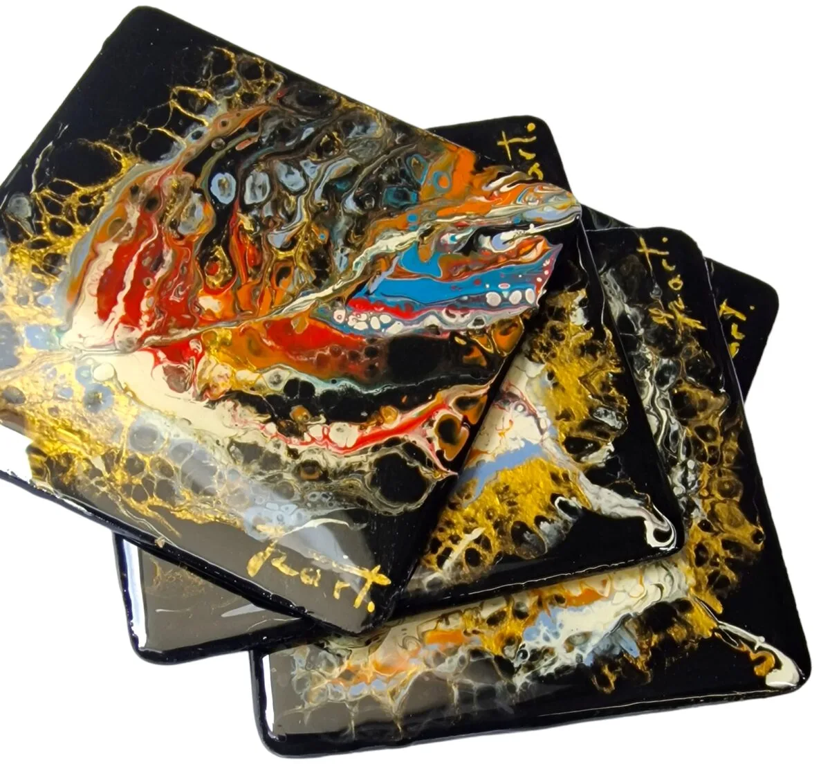 izartshop handgemaakte onderzetter acryl pouring en resin