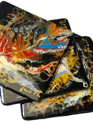 izartshop handgemaakte onderzetter acryl pouring en resin
