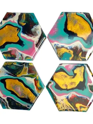izartshop handgemaakte onderzetter acryl pouring en resin