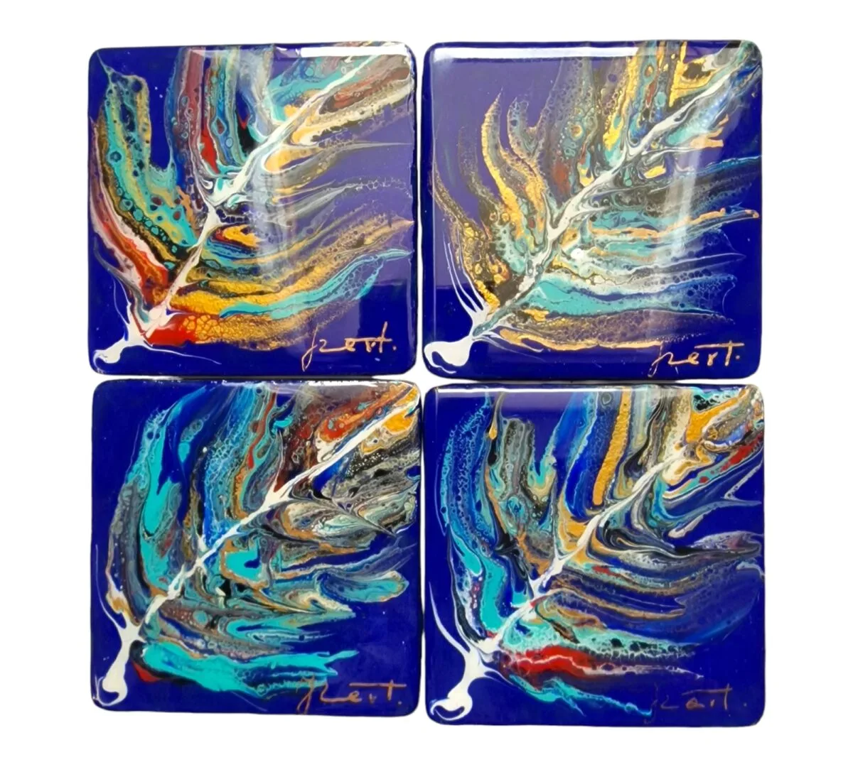 izartshop handgemaakte onderzetter acryl pouring en resin
