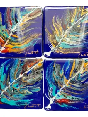izartshop handgemaakte onderzetter acryl pouring en resin
