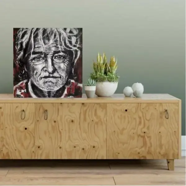 wanddecoratie, handbeschilderd, canvas, izartshop, portret R Hauer