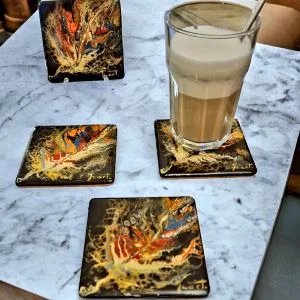 izartshop handgemaakte onderzetter acryl pouring en resin