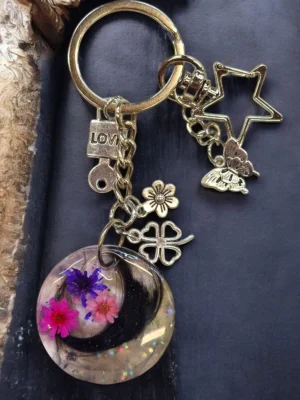 sleutelhanger van resin met dieren haar