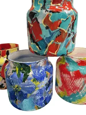 izartshop decoratieve mini kunst vaas voor kaars of bloem