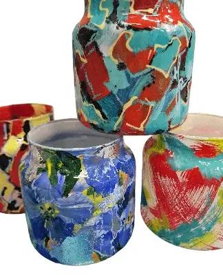 izartshop decoratieve mini kunst vaas voor kaars of bloem