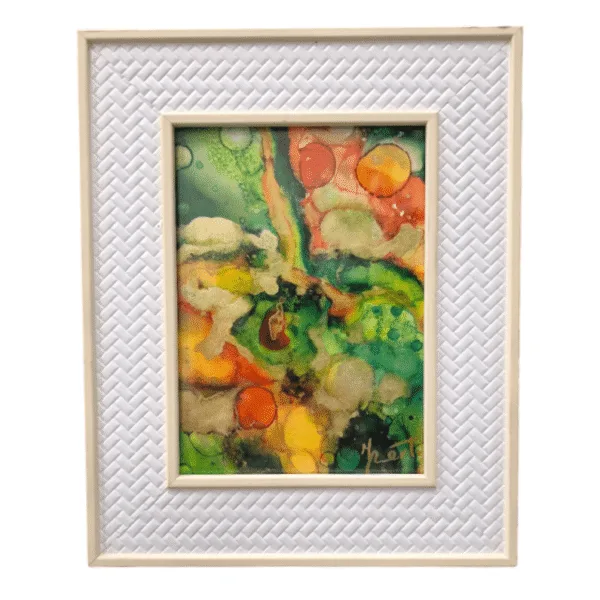 Handgemaakt alcoholinkt schilderij van IzArtShop in vloeibare art stijl. Abstract kunstwerk, ingelijst en uniek van karakter.