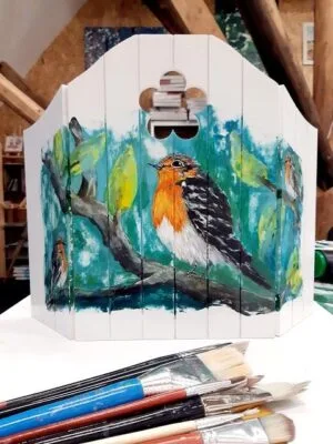 izartshop kunstwerk op houten drager, handbeschilderd luik