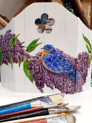 izartshop kunstwerk op houten drager, handbeschilderd luik