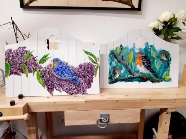 izartshop kunstwerk op houten drager, handbeschilderd luik