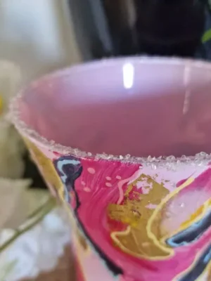 handbeschilderde roze kunst vaas izartshop
