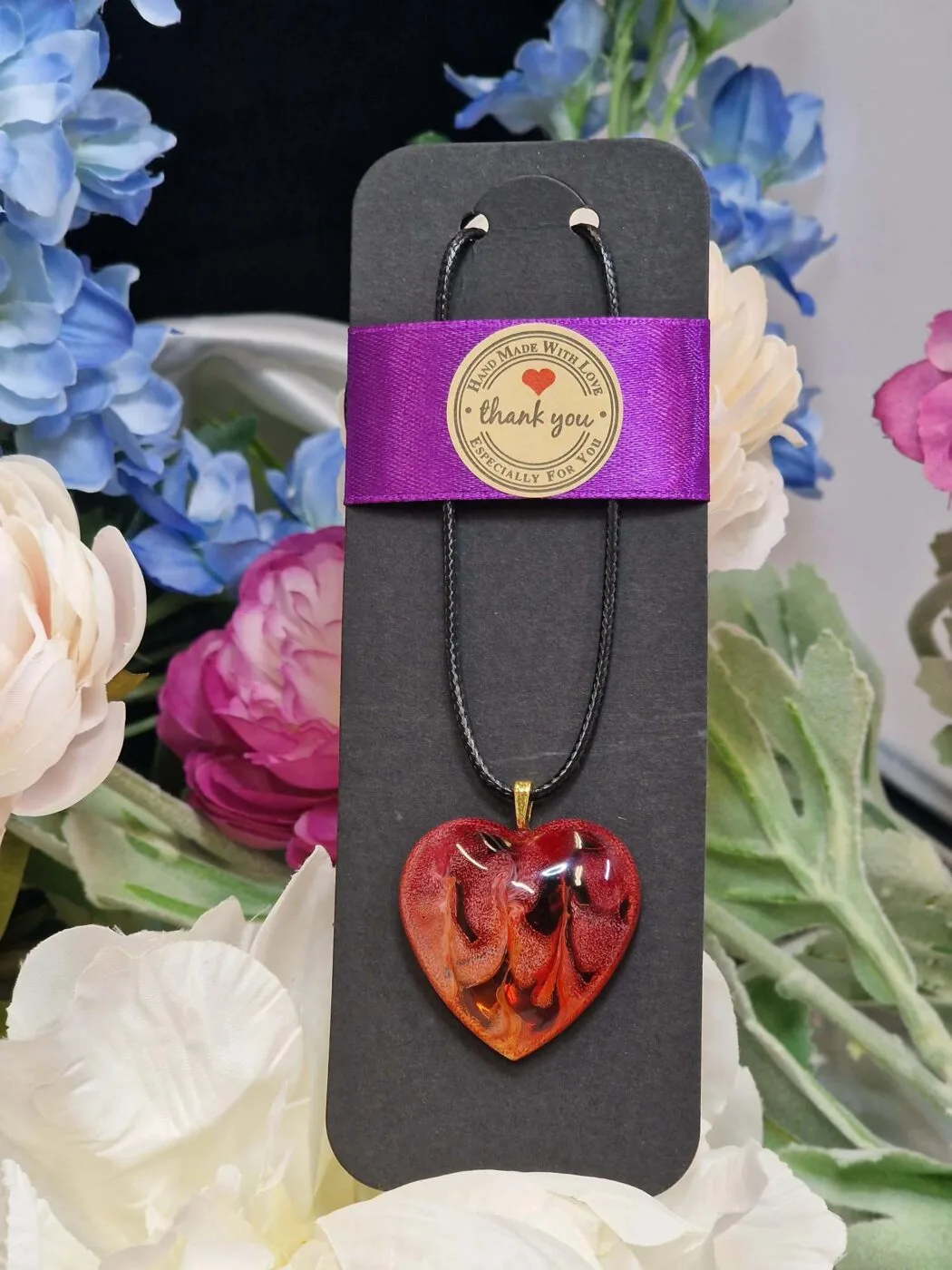 handgemaakte resin hart, unieke hals hanger izartshop