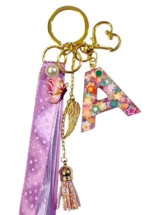 handgemaakte sleutelhanger van epoxy, gepersonaliseerd voornaam letter, izartshop