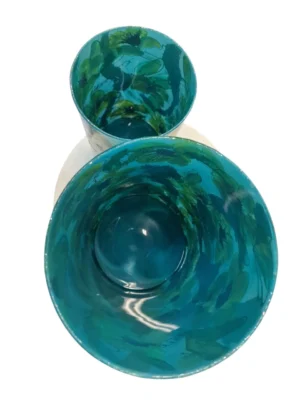Izartshop groene vazen set in floraal design met goudblad. Duo van 29×15 cm en 23×11 cm.