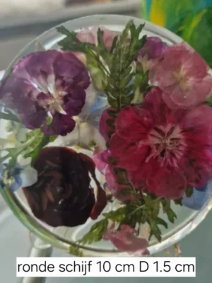 Izartshop bloemen in resin, hars ornament, gedroogde bloemen in epoxy. resin op bestelling ronde schrijf