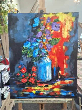 kleurrijk acryl schilderij bloemen Izartshop