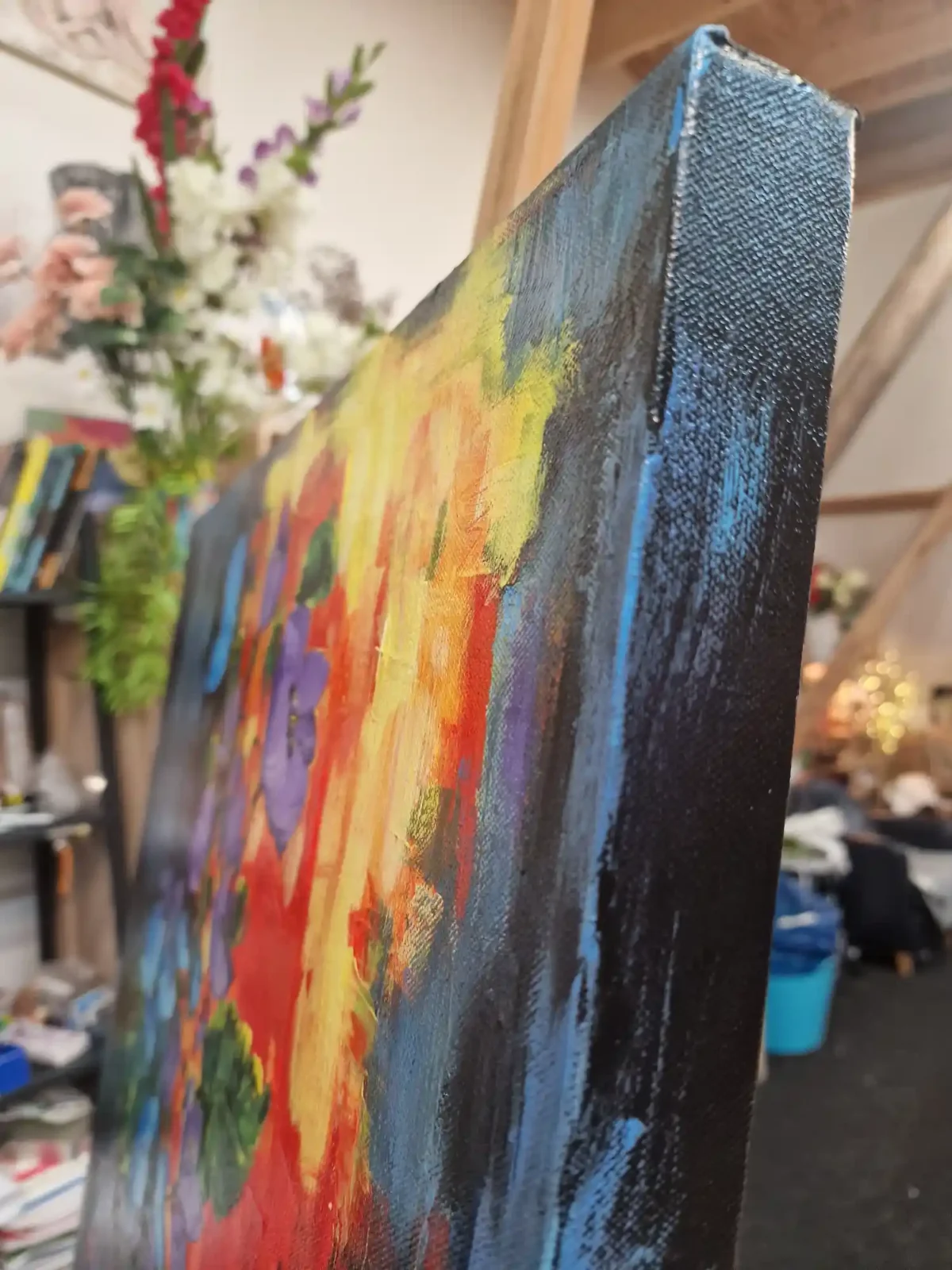 kleurrijk acryl schilderij bloemen Izartshop