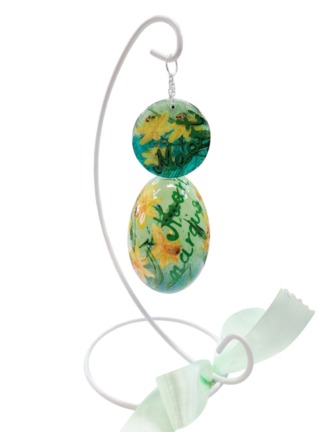handbeschilderde ganzenei, levensbloem maart narcis, handgemaakt geboorte cadeau, verzamelingsobject Izartshop