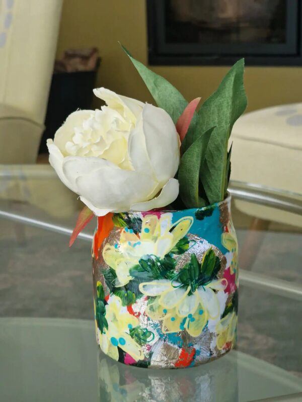 Glazen kunst vaasje handbeschilderd duurzaam mini vaas, uniek