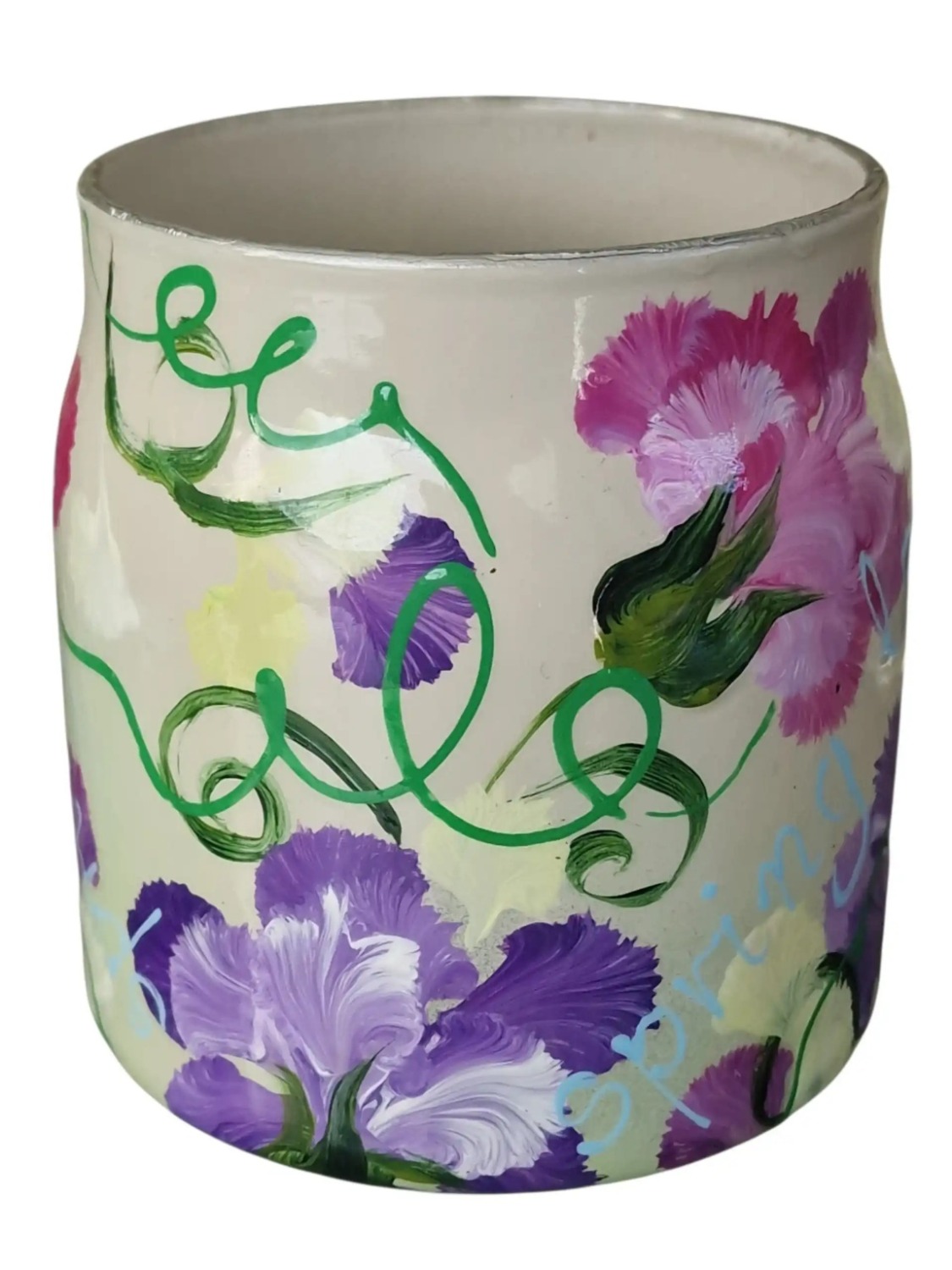 Glazen kunst vaasje, lente, handbeschilderd duurzaam vaas