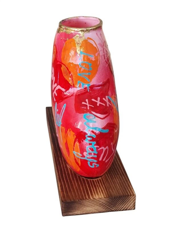 Glazen hart vaasje love, handbeschilderd romantische mini vaas