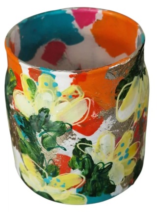 Glazen kunst vaasje handbeschilderd duurzaam mini vaas cadeau