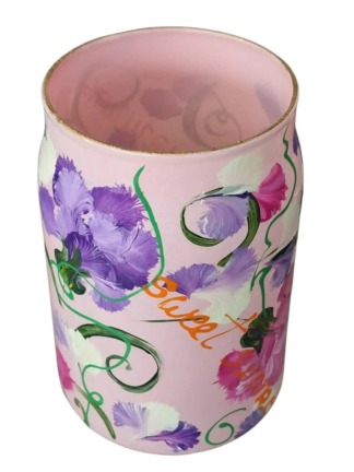 Glazen kunst vaasje zomers handbeschilderd duurzaam mini vaas