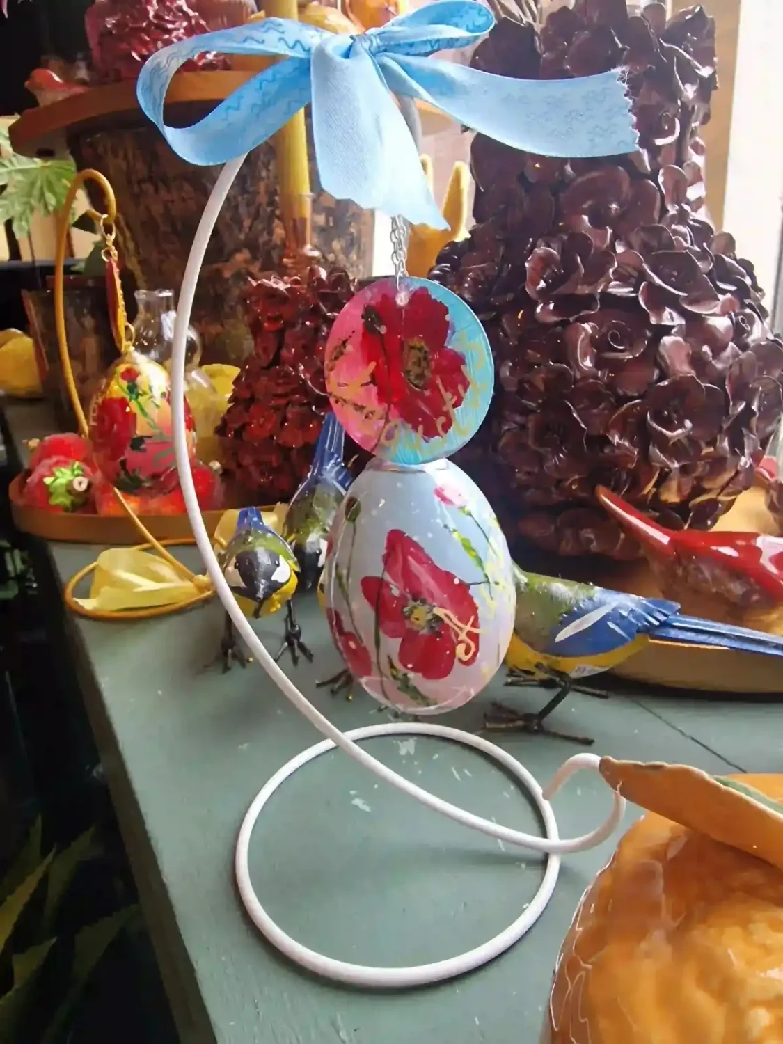 handbeschilderde ganzenei, augustus klaproos, maandbloem, geboorte cadeau, kunstwerk, verzamelingsobject, izartshop