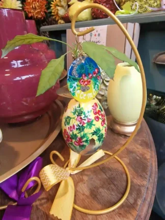 handbeschilderde ganzenei, december hulst, maandbloem, geboorte cadeau, kunstwerk, verzamelingsobject, izartshop