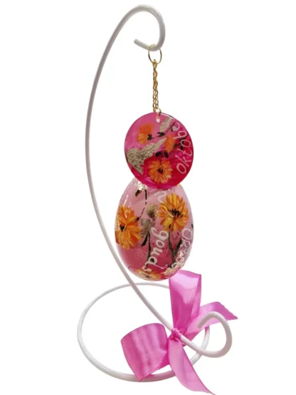 handbeschilderde ganzenei, levensbloem oktober goudbloem, maandbloem, geboorte cadeau, kunstwerk, verzamelingsobject, izartshop1