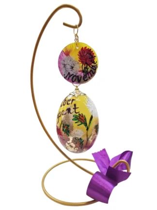 handbeschilderde ganzenei, november chrysant, maandbloem, geboorte cadeau, kunstwerk, verzamelingsobject, izartshop1