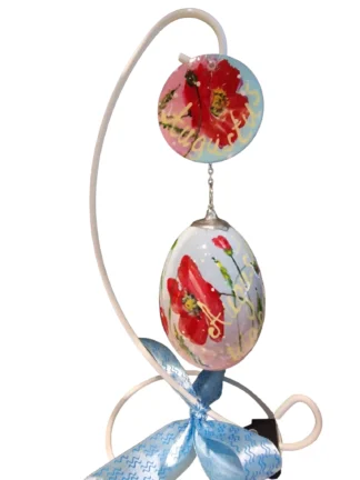 handbeschilderd ganzen ei, levensbloem augustus, klaproos, geboorte cadeau, verjaardag gift