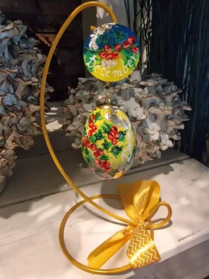handbeschilderd ganzen ei, levensbloem december, hulst, geboorte cadeau