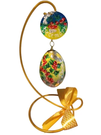 handbeschilderd ganzen ei, levensbloem december, hulst, geboorte cadeau, verjaardag gift