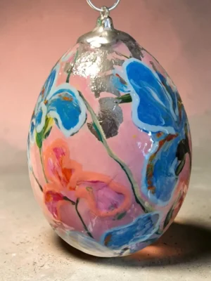 handbeschilderd ganzen ei, levensbloem februari, iris, verjaardagcadeau