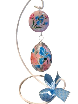 handbeschilderd ganzen ei, levensbloem februari, iris, geboorte cadeau