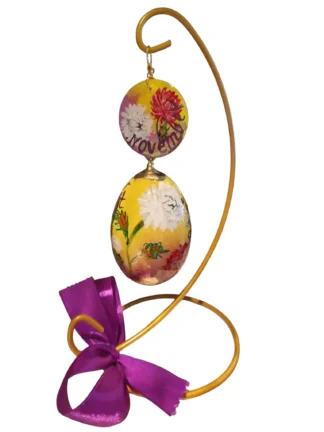 handbeschilderd ganzen ei, levensbloem november, chrysant, geboorte cadeau, verjaardag gift