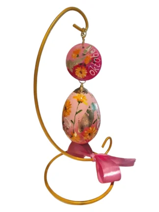 handbeschilderd ganzen ei, levensbloem oktober, goudsbloem, geboorte cadeau, verjaardag gift