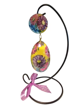 handbeschilderd ganzen ei, levensbloem september, aster, geboorte cadeau, verjaardag gift