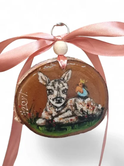 hout-handbeschilderd-hertje, woondecoratie, unieke items, seizoen ornament