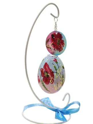 handbeschilderde ganzenei, augustus klaproos, maandbloem, geboorte cadeau, kunstwerk, verzamelingsobject, izartshop1