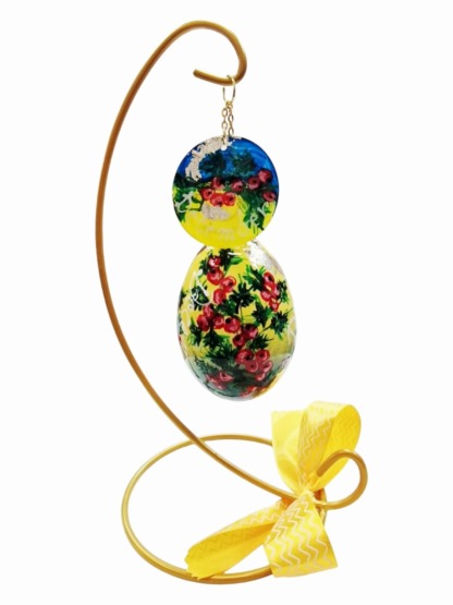 handbeschilderde ganzenei, december hulst, maandbloem, geboorte cadeau, kunstwerk, verzamelingsobject, izartshop1