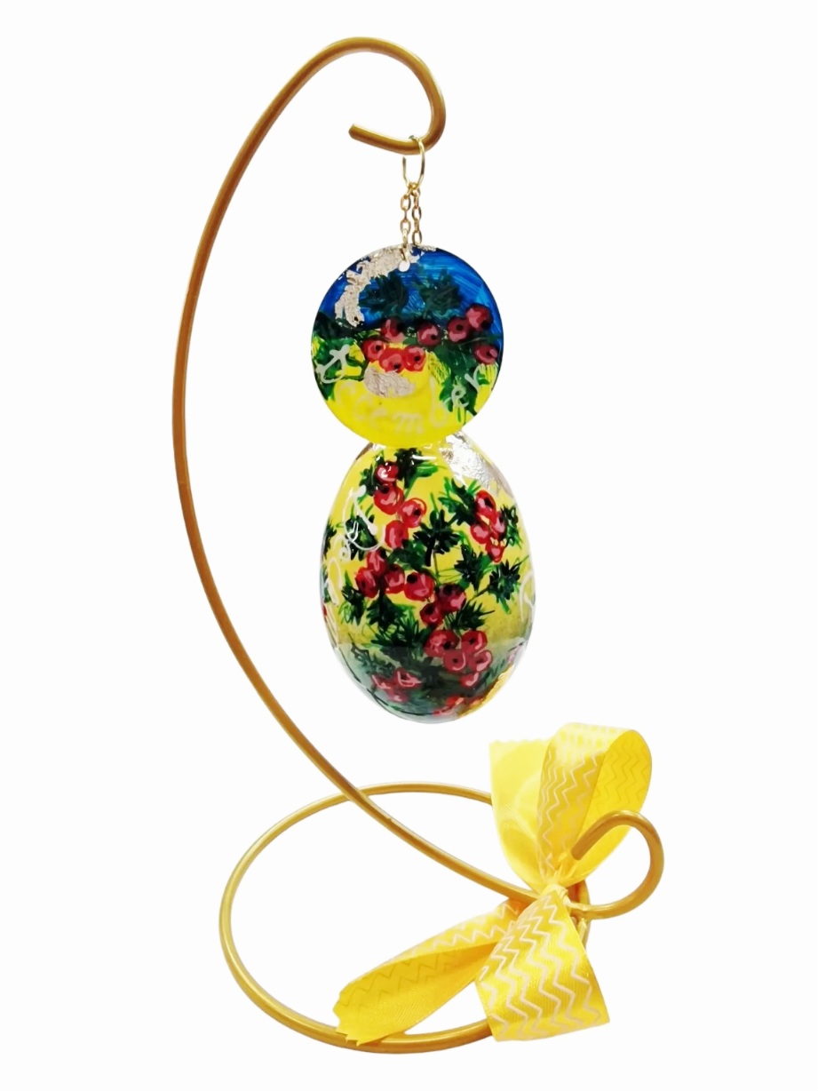 handbeschilderde ganzenei, december hulst, maandbloem, geboorte cadeau, kunstwerk, verzamelingsobject, izartshop1