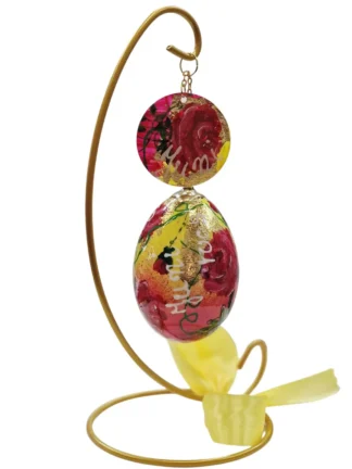 handbeschilderde ganzenei, juni roos, maandbloem, geboorte cadeau, kunstwerk, verzamelingsobject, izartshop1