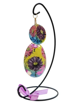 handbeschilderde ganzenei, september aster, maandbloem, geboorte cadeau, kunstwerk, verzamelingsobject, izartshop1