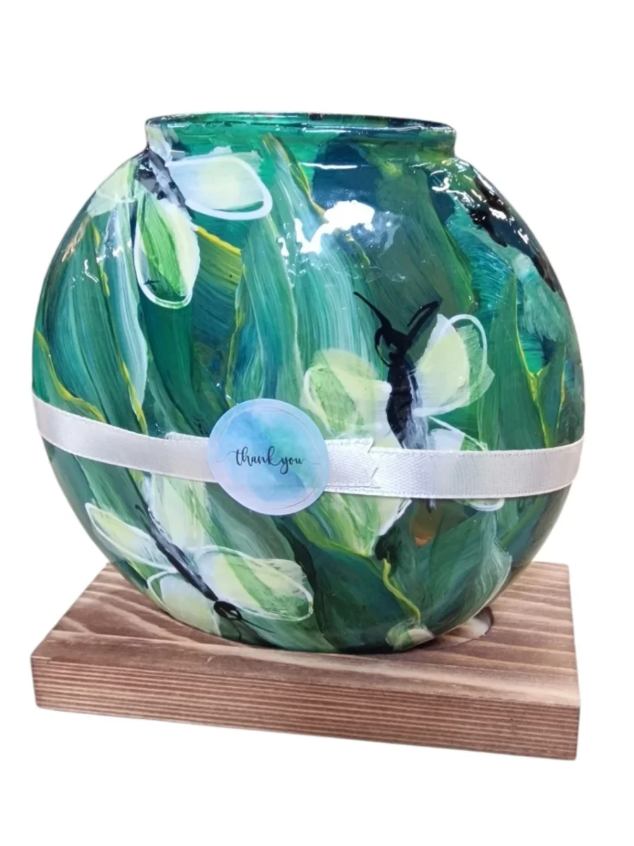 groene kunst vaas, handbeschilderde thuisdecoratie