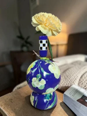 kunst vaas, handbeschilderd, uniek woonkamer object