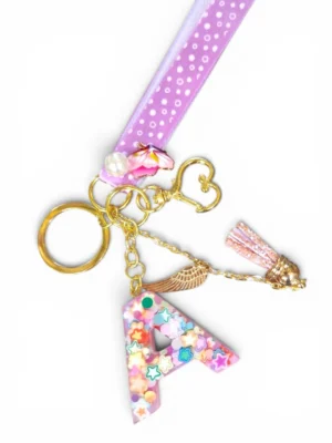 feestelijke sleutelhanger, letter, handgemaakt, resin, tashanger gift