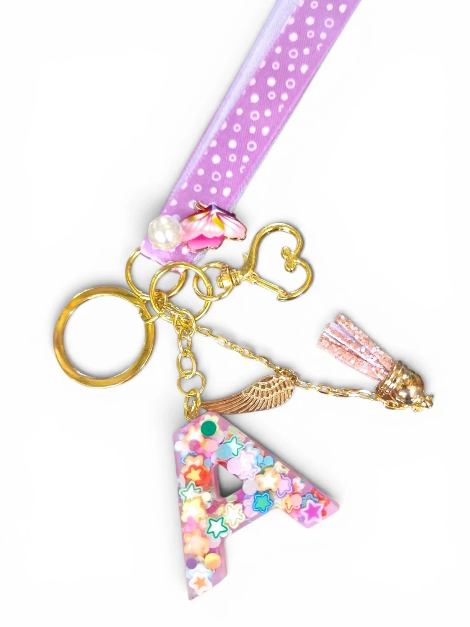 feestelijke sleutelhanger, letter, handgemaakt, resin, tashanger gift